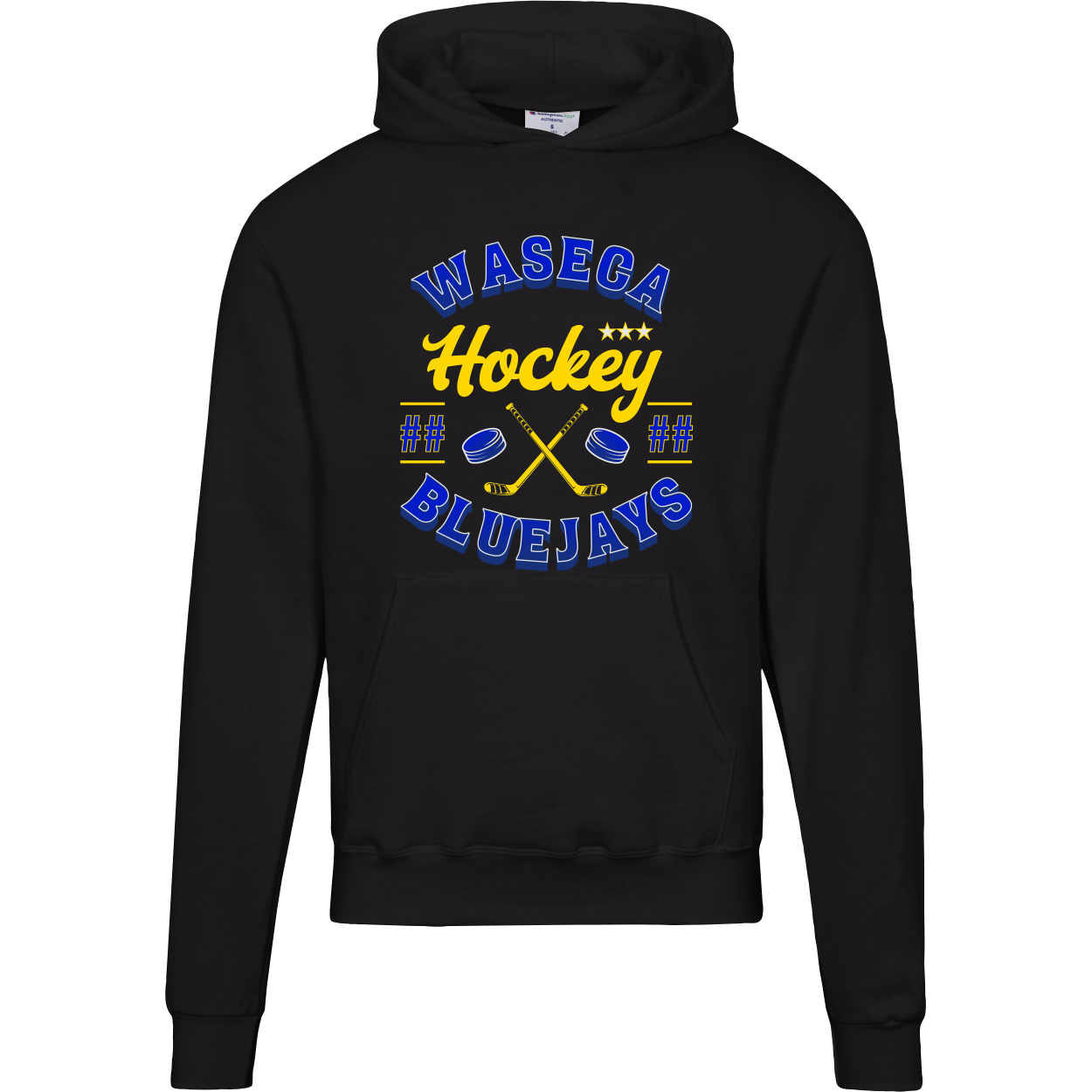 Waseca Bluejays Hockey Hoodie – Customizable Jersey Numbers for Proud Hockey Fans
