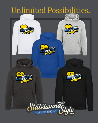Bluejay Mom Custom Hoodie – Game Day Gear with a Personal Touch